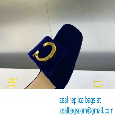 Dior Heel 4.5cm C'est Slides Velvet Dark Blue 2023
