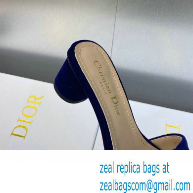Dior Heel 4.5cm C'est Slides Velvet Dark Blue 2023