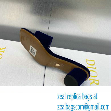 Dior Heel 4.5cm C'est Slides Velvet Dark Blue 2023