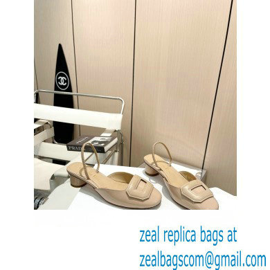 Dior Heel 4.5cm Day Slingback Pumps in Patent Calfskin Beige 2023