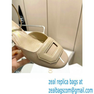 Dior Heel 4.5cm Day Slingback Pumps in Patent Calfskin Beige 2023 - Click Image to Close