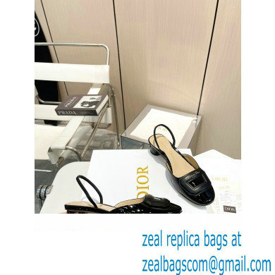 Dior Heel 4.5cm Day Slingback Pumps in Patent Calfskin Black 2023