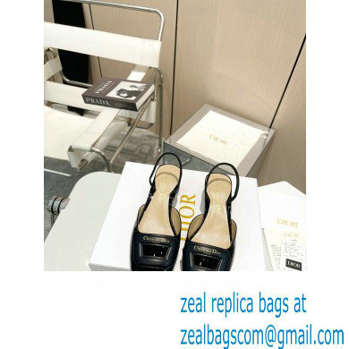 Dior Heel 4.5cm Day Slingback Pumps in Patent Calfskin Black 2023
