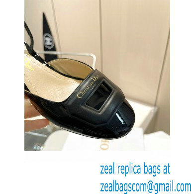 Dior Heel 4.5cm Day Slingback Pumps in Patent Calfskin Black 2023