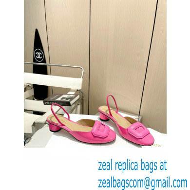 Dior Heel 4.5cm Day Slingback Pumps in Patent Calfskin Fuchsia 2023 - Click Image to Close