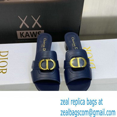 Dior Heel 4.5cm Or 30 Montaigne Slides in Calfskin Dark Blue 2023 - Click Image to Close