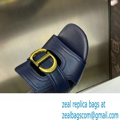 Dior Heel 4.5cm Or 30 Montaigne Slides in Calfskin Dark Blue 2023 - Click Image to Close