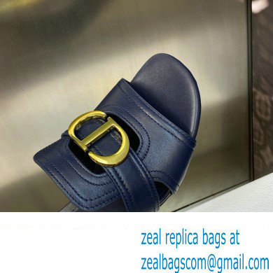 Dior Heel 4.5cm Or 30 Montaigne Slides in Calfskin Dark Blue 2023