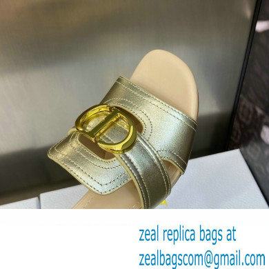 Dior Heel 4.5cm Or 30 Montaigne Slides in Calfskin Metallic Gold 2023