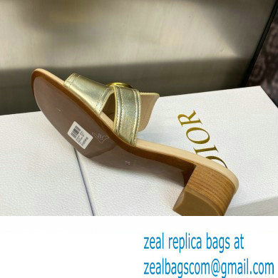 Dior Heel 4.5cm Or 30 Montaigne Slides in Calfskin Metallic Gold 2023 - Click Image to Close