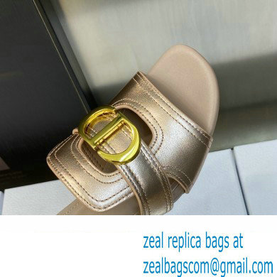 Dior Heel 4.5cm Or 30 Montaigne Slides in Calfskin Metallic Pink Gold 2023 - Click Image to Close