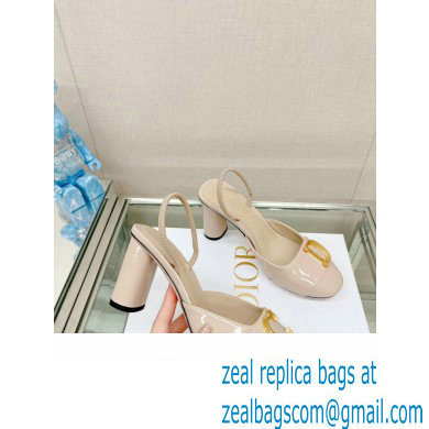 Dior Heel 8cm C'est Slingback Pumps in Patent Calfskin Beige 2023