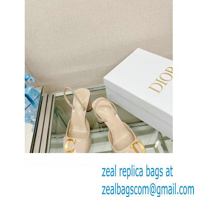 Dior Heel 8cm C'est Slingback Pumps in Patent Calfskin Beige 2023