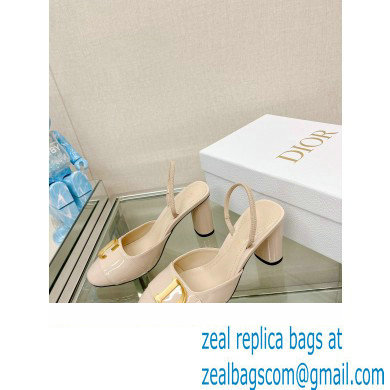 Dior Heel 8cm C'est Slingback Pumps in Patent Calfskin Beige 2023