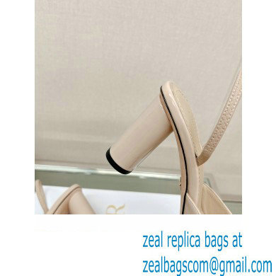 Dior Heel 8cm C'est Slingback Pumps in Patent Calfskin Beige 2023