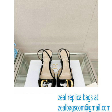 Dior Heel 8cm C'est Slingback Pumps in Patent Calfskin Black 2023