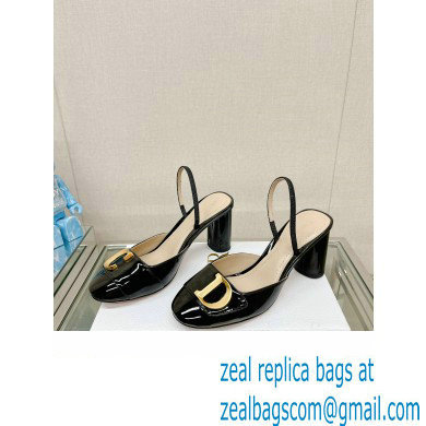 Dior Heel 8cm C'est Slingback Pumps in Patent Calfskin Black 2023