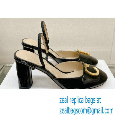 Dior Heel 8cm C'est Slingback Pumps in Patent Calfskin Black 2023