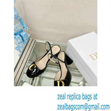 Dior Heel 8cm C'est Slingback Pumps in Patent Calfskin Black 2023