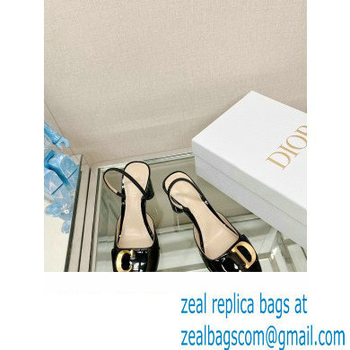 Dior Heel 8cm C'est Slingback Pumps in Patent Calfskin Black 2023