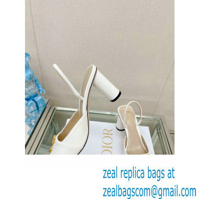 Dior Heel 8cm C'est Slingback Pumps in Patent Calfskin White 2023