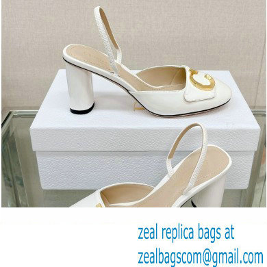 Dior Heel 8cm C'est Slingback Pumps in Patent Calfskin White 2023