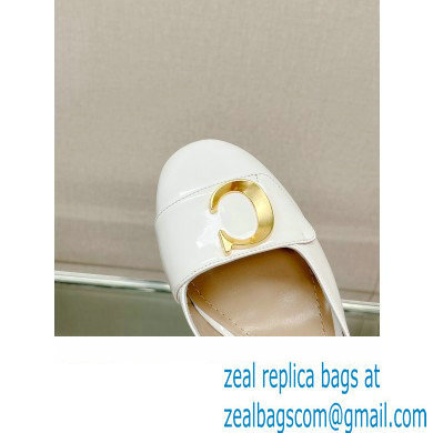 Dior Heel 8cm C'est Slingback Pumps in Patent Calfskin White 2023