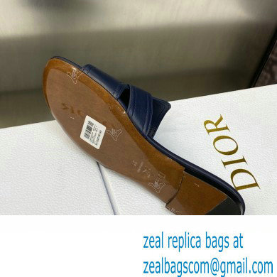 Dior Or 30 Montaigne Flat Slides in Calfskin Dark Blue 2023 - Click Image to Close