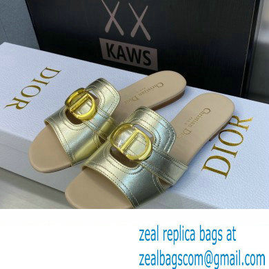 Dior Or 30 Montaigne Flat Slides in Calfskin Metallic Gold 2023