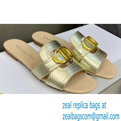 Dior Or 30 Montaigne Flat Slides in Calfskin Metallic Gold 2023