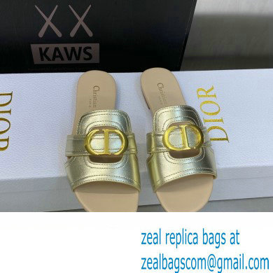 Dior Or 30 Montaigne Flat Slides in Calfskin Metallic Gold 2023