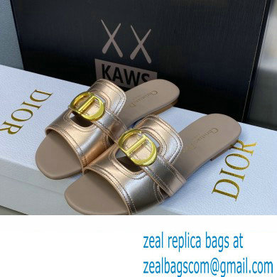 Dior Or 30 Montaigne Flat Slides in Calfskin Metallic Pink Gold 2023 - Click Image to Close