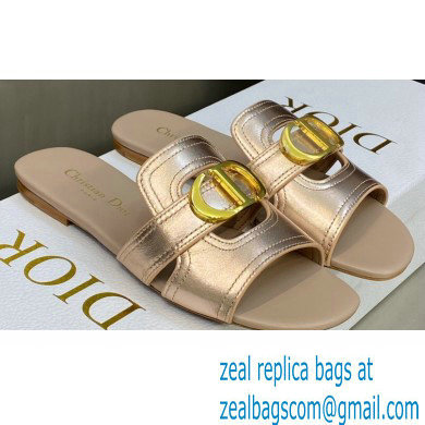 Dior Or 30 Montaigne Flat Slides in Calfskin Metallic Pink Gold 2023