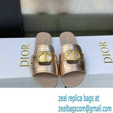 Dior Or 30 Montaigne Flat Slides in Calfskin Metallic Pink Gold 2023