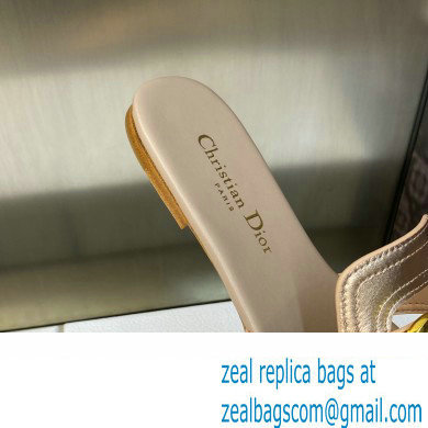 Dior Or 30 Montaigne Flat Slides in Calfskin Metallic Pink Gold 2023 - Click Image to Close