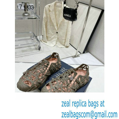 Dior Warp Men's Sandals Khaki Cosmo Rubber with Warped Cannage Motif 2023