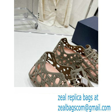 Dior Warp Men's Sandals Khaki Cosmo Rubber with Warped Cannage Motif 2023