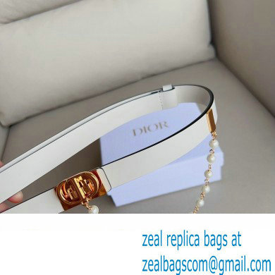 Dior Width 2cm Caro Belt in White Smooth Calfskin and Glass Pearls 2023