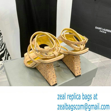 Giuseppe Zanotti Heel 8.5cm Tutankamon Crystal suede sandals Beige 2023