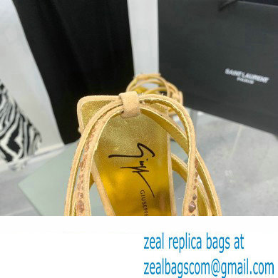 Giuseppe Zanotti Heel 8.5cm Tutankamon Crystal suede sandals Beige 2023