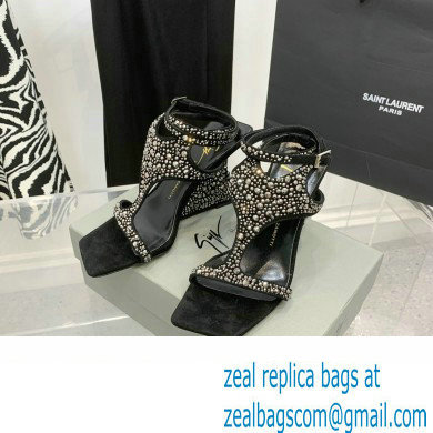 Giuseppe Zanotti Heel 8.5cm Tutankamon Crystal suede sandals Black 2023