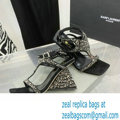 Giuseppe Zanotti Heel 8.5cm Tutankamon Crystal suede sandals Black 2023