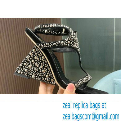 Giuseppe Zanotti Heel 8.5cm Tutankamon Crystal suede sandals Black 2023