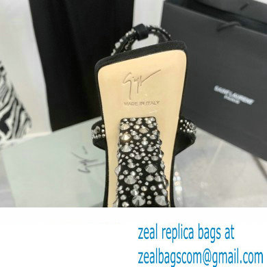 Giuseppe Zanotti Heel 8.5cm Tutankamon Crystal suede sandals Black 2023