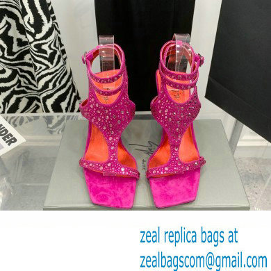 Giuseppe Zanotti Heel 8.5cm Tutankamon Crystal suede sandals Fuchsia 2023