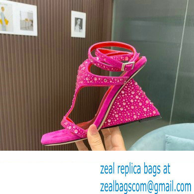 Giuseppe Zanotti Heel 8.5cm Tutankamon Crystal suede sandals Fuchsia 2023