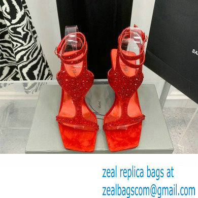 Giuseppe Zanotti Heel 8.5cm Tutankamon Crystal suede sandals Red 2023