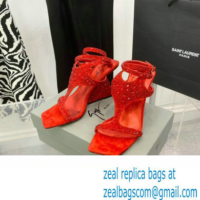 Giuseppe Zanotti Heel 8.5cm Tutankamon Crystal suede sandals Red 2023