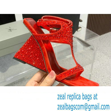 Giuseppe Zanotti Heel 8.5cm Tutankamon Crystal suede sandals Red 2023