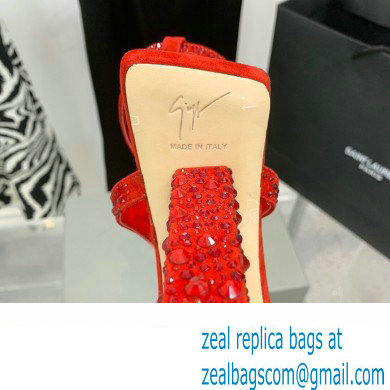 Giuseppe Zanotti Heel 8.5cm Tutankamon Crystal suede sandals Red 2023